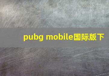 pubg mobile国际版下